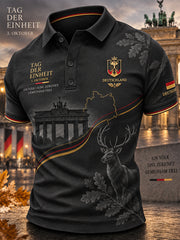 Grafisches Kurzarm-Poloshirt zur Erinnerung an den Tag der Einheit der Männer