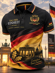 Grafisches Kurzarm-Poloshirt zur Erinnerung an den Tag der Einheit der Männer