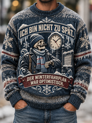 Herren-Pullover mit humorvollem Slogan-Imitat