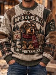 Herren-Pullover mit humorvollem Slogan-Imitat