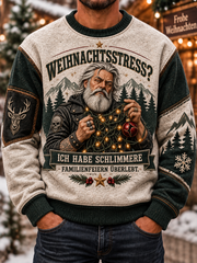 Herren-Pullover mit humorvollem Slogan-Imitat