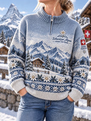 Damen-Strickrollkragenpullover mit alpenländischem Gedenkmotiv