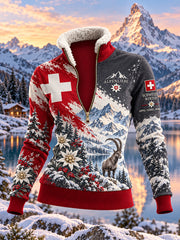 Damen-Winterpullover mit Alpenmotiv und Rollkragen