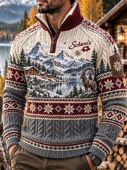Herren-Pullover aus der Schweiz mit geknöpftem Ärmel