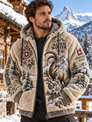 Herren-Flanellkapuzenjacke mit alpinem Muster