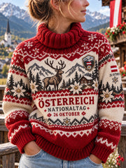 Damen-Strickpullover mit Rollkragen, limitierte Sonderedition zum Nationalfeiertag