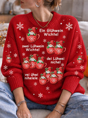 Weihnachtspullover für Damen mit Rundhalsausschnitt und Print